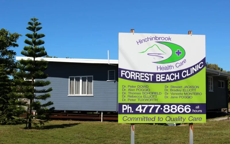 The Forrest Beach clinic signage at Allingham